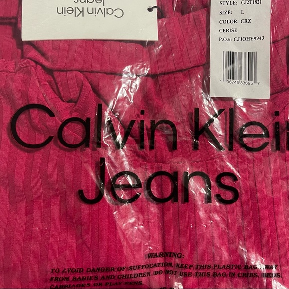 Calvin Klein Jeans Women's Long Sleeve Turtleneck Top - Cerise, Size L, New - Picture 6 of 8